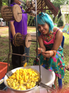 Learning about silk weaving in North East Thailand