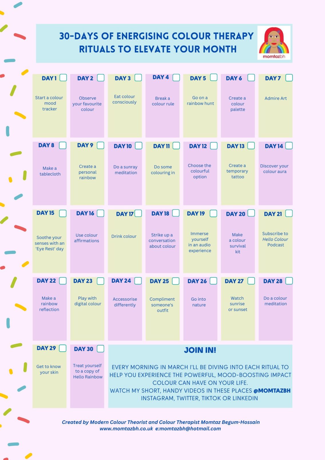 30 Days of Colour Therapy Rituals to Energise Your Month - Craft & Travel