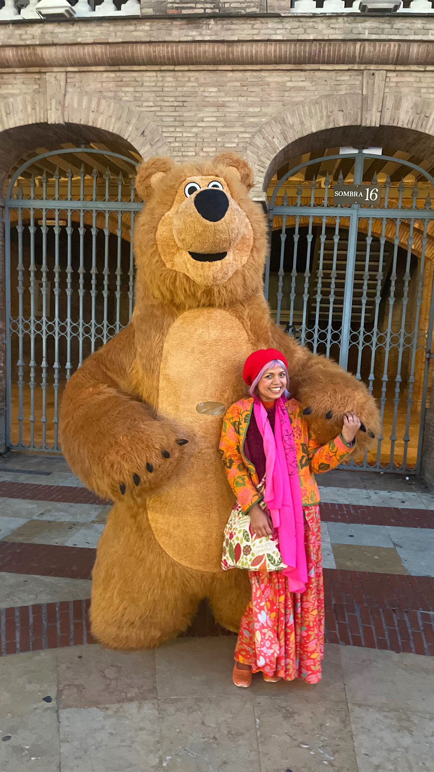 valencia city break street entertainer bear