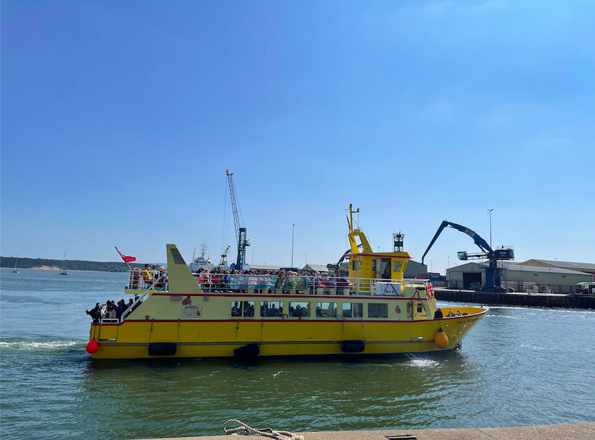 yellow ferry at poole quay