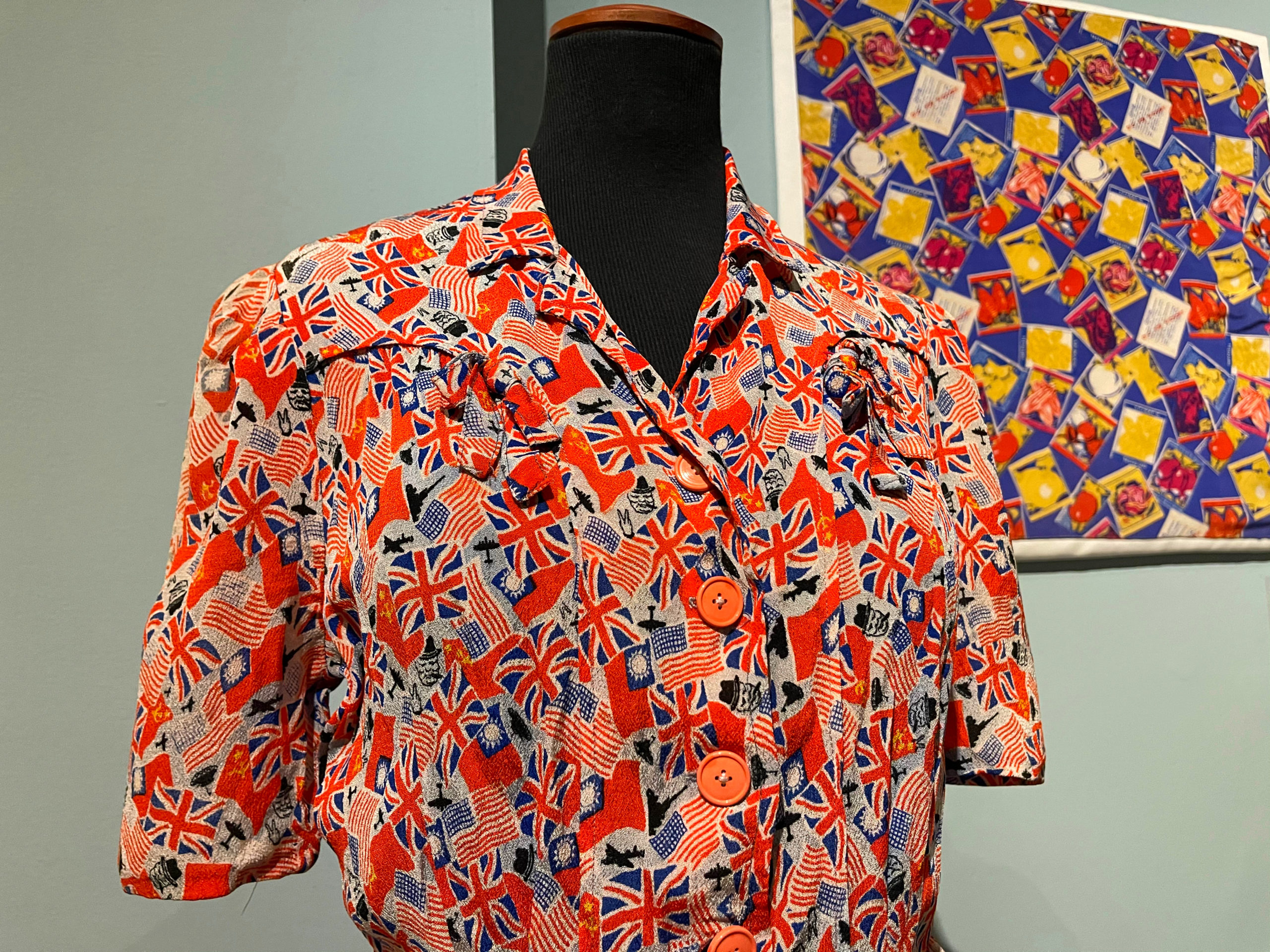 dress at exhibition covered un union jacks 