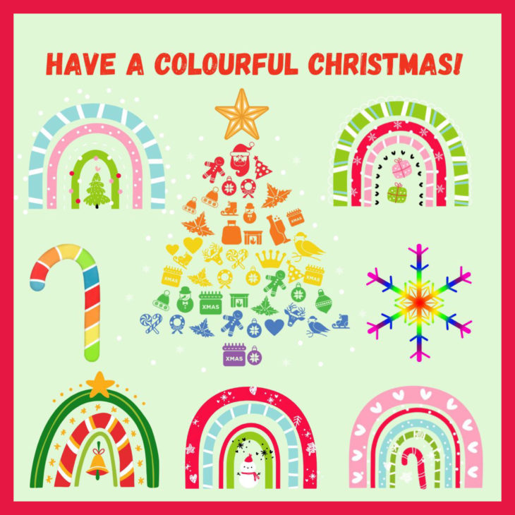 graphic that says have a colourful chirstmas