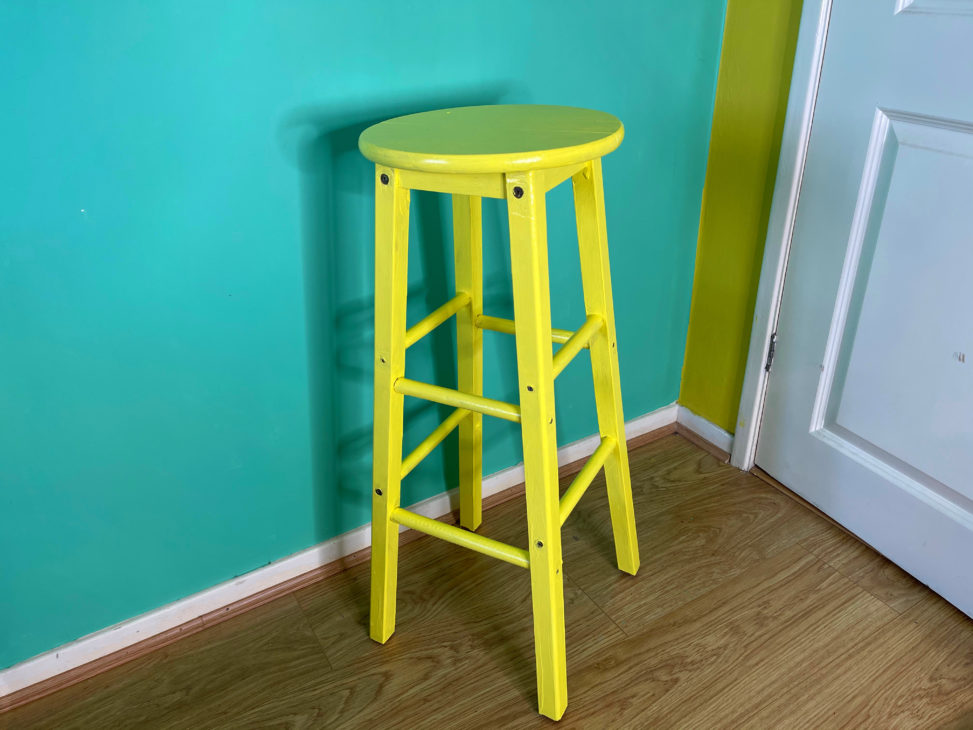 wooden furniture upcycling, wooden stall painted yellow