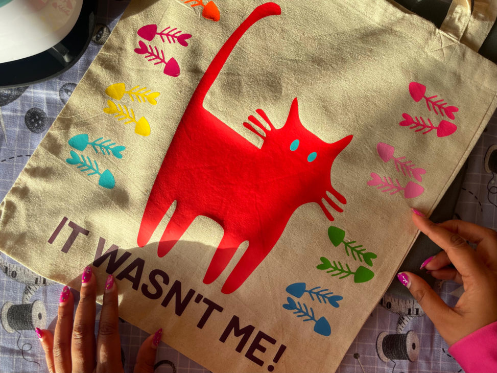tote bag made from heat press