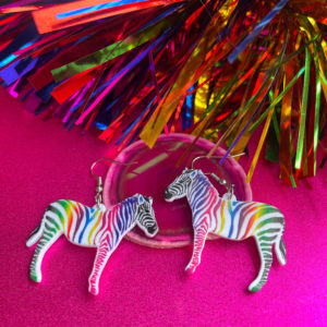 rainbow zebra earrings