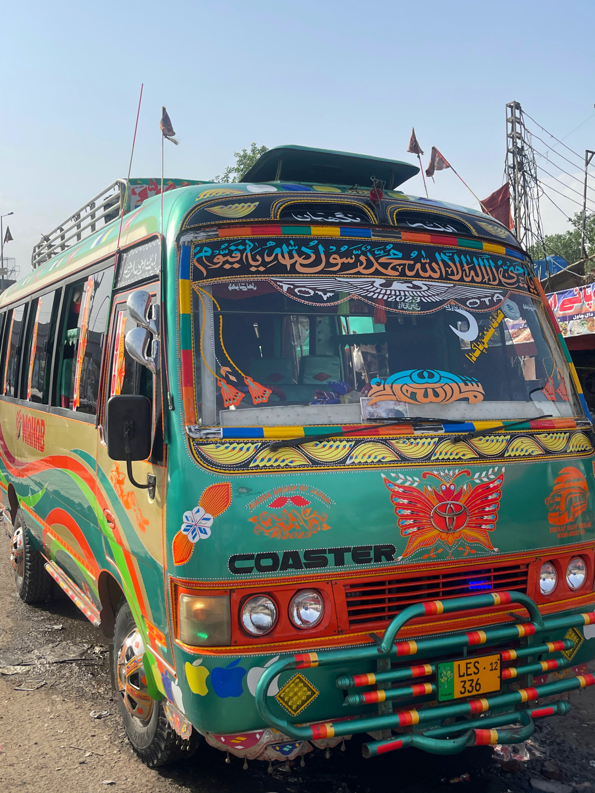 a colourful van or public bus in Lahore