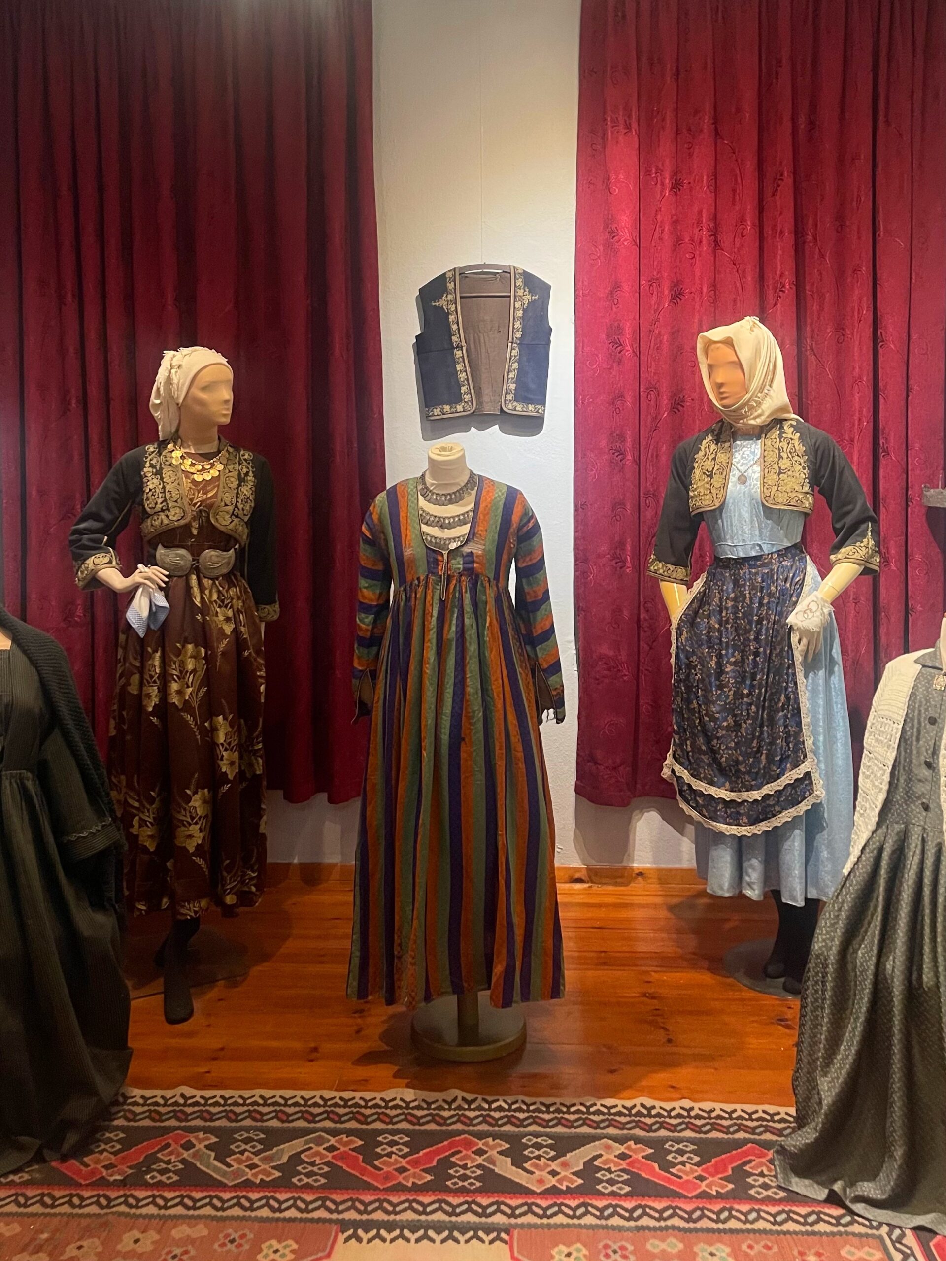 dresses on mannequins in a museum in halkidiki